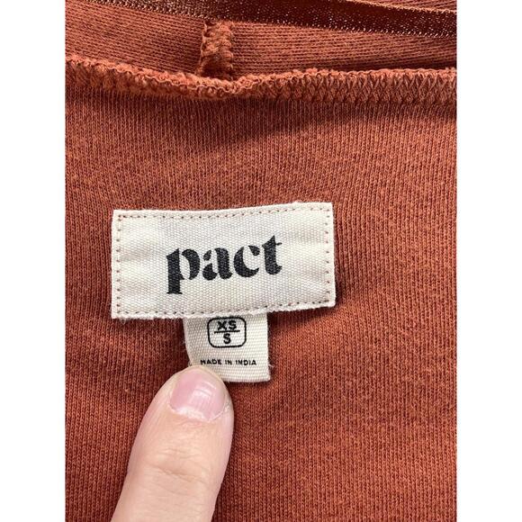 Pact Airplane Cardigan Women XS/S Orange Organic Cotton Open Pockets Oversized - Picture 2 of 7